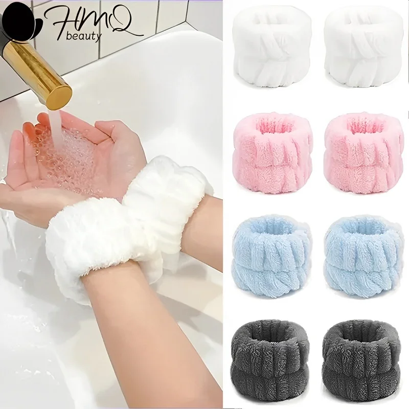 2PCS Spa Wrist Washband Reusable Soft Microfiber Wash Towel Band Wristbands for Women Washing Face Absorbent Wrist Sweatband