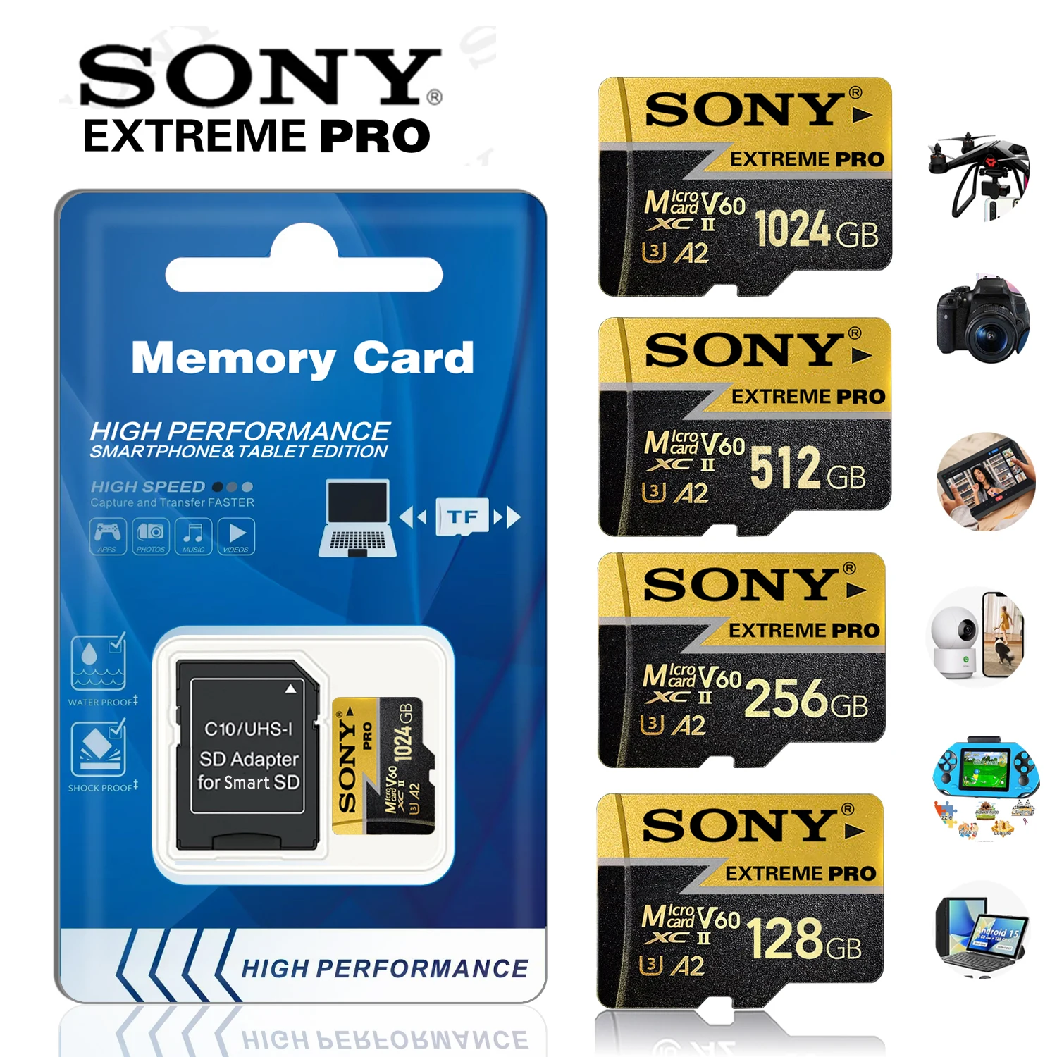 SONY Micro TF SD Card Extreme SD Memory Card 1TB 512GB 128GB 256GB Full Memory Flash Cards For Phone Computer Camera