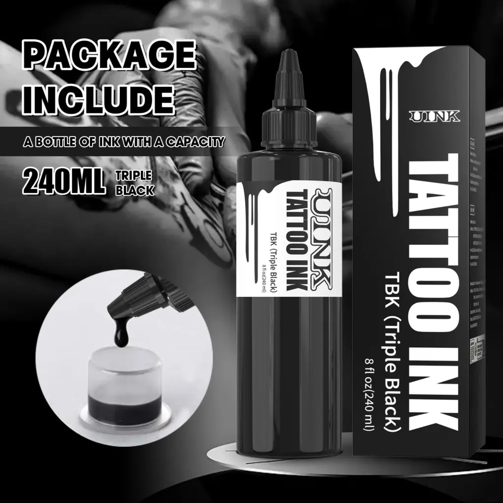 DQFART 240ml Triple Black/Withe Professional Tattoo Ink For Permanent Semi-permanent Skin Body Art Pigment Tattoo Supplies