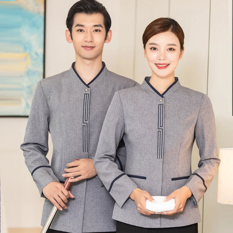 Cleaning Uniform Long Sleeve Autumn Winter Star Hotel Guest Room Cleaning Uniform Plus Size Bank Office Floor Cleaning