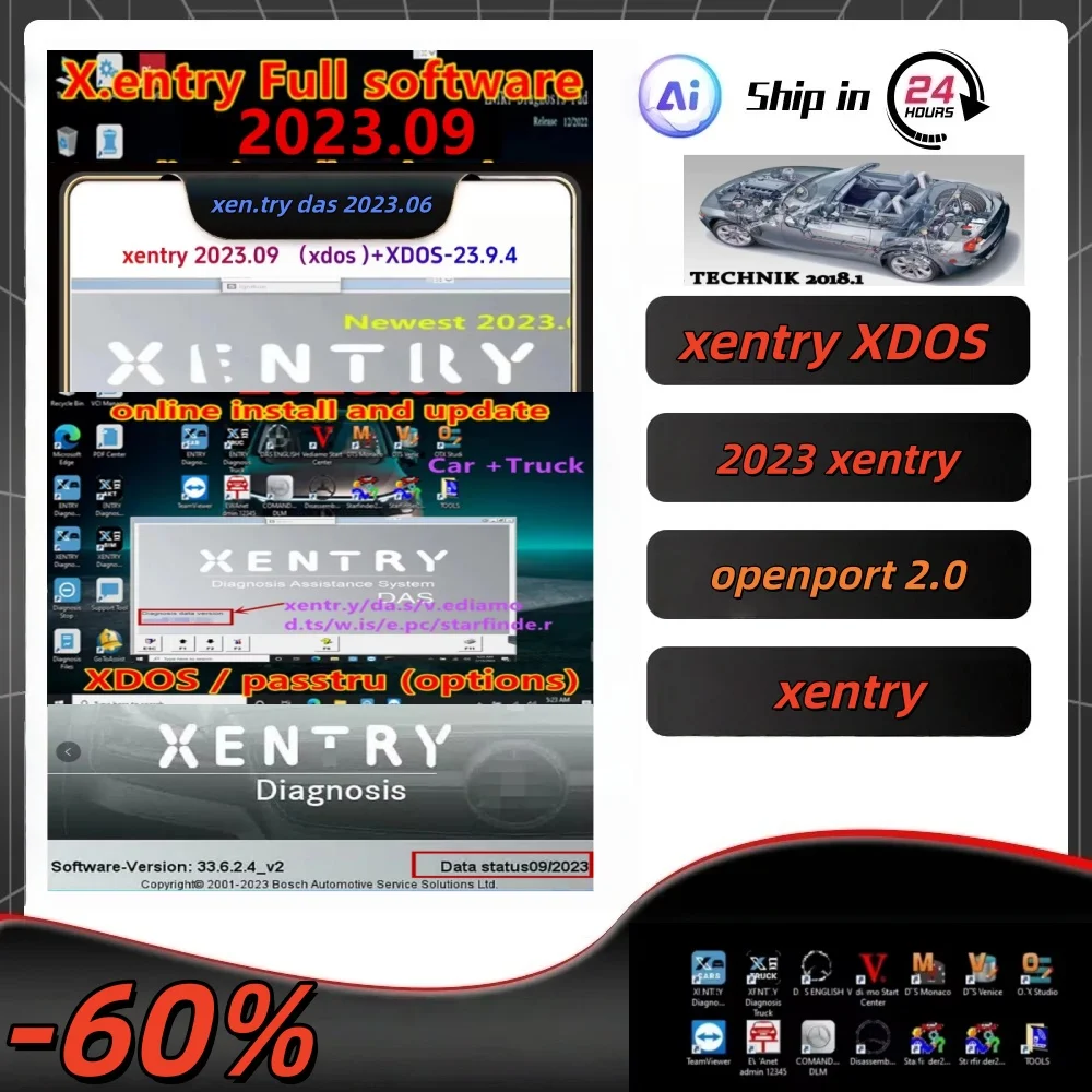 2023 xentry XDOS/Passthru Certificate DAS DTS Monaco Let's See EPC WIS ASRA Starfinder For MB STAR sd C4/C5/C6 openport 2.0