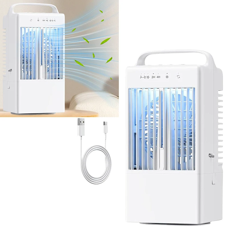 USB Portable Fan 7 Color LED Cooler Pro Evaporative Conditioner Air Cooler Travel Fan 3 Speed Use Long Time for Studen