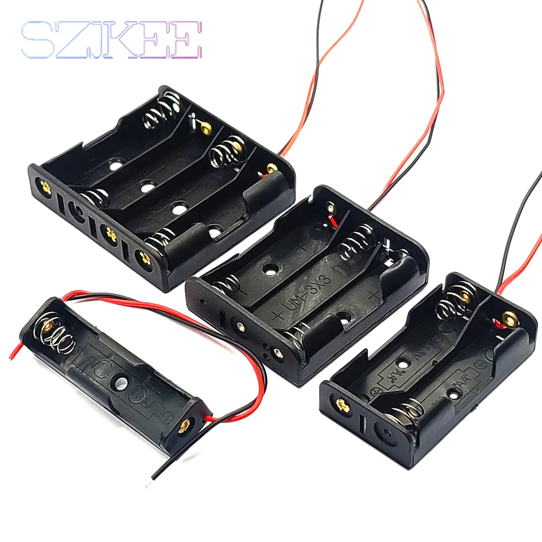 AA Battery Case AA Battery Box 1/2/3/4 Slot AA Battery Holder 14500 AA Storage Box DIY With Leads Series Connection