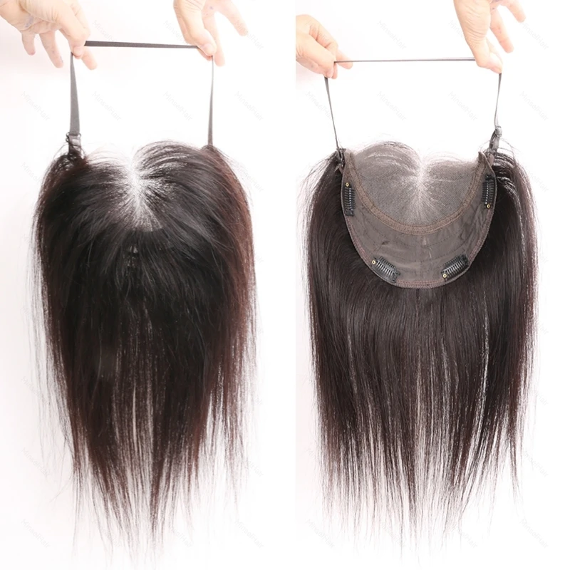 Lace Front Topper Real Human Hair Toppers For High Foreheads Adjustable Strap HD Lace Topper No-glue Needed Clip In Hairpieces