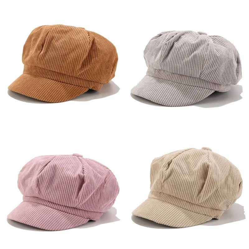 COKK Beret Women Newsboy Cap Vintage Beret Painter Hat Winter Hats For Women Men Octagonal Caps Female Bone Solid Color Casual