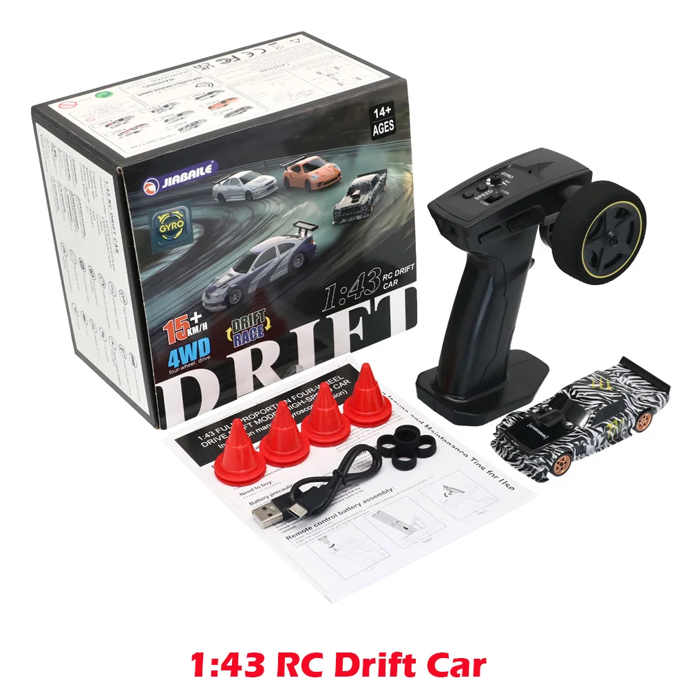 Rc Toys 1/43 RC Drift Car with Gyro Upgraded Ver 2.4G Remote Control Mini Drift Race Car 4WD Radio Control RC Toys Traffic Cones