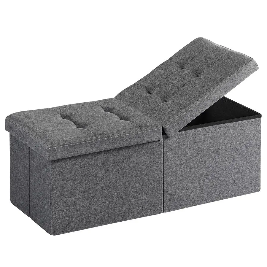 Storage Ottoman Bench, Footrest with Storage, End of Bed Bench Coffee Table for Living Room, Bedroom, Entryway, Dark Gray
