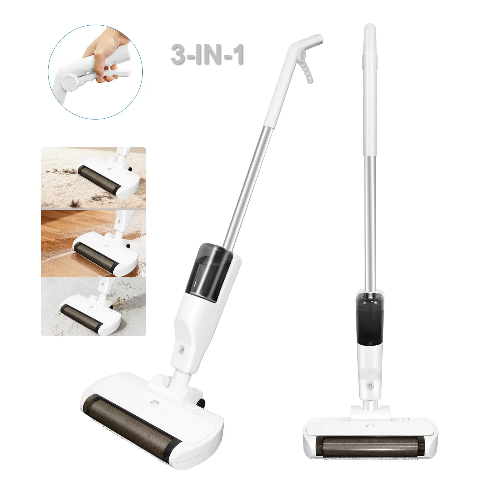 Briefness Cordless Wireless Wet Dry Mop Washing Vacuuming 3-in-1 Multi-Surface Electric Mop Floor Washer Handheld Household