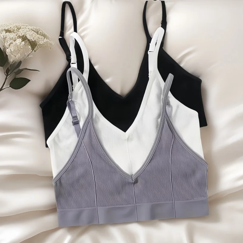 Seamless Tube Top Women Push Up Bra U-shaped Back Bras Sexy Lingerie Female Adjust Straps Brassiere Ribbed Sports Underwear M-XL