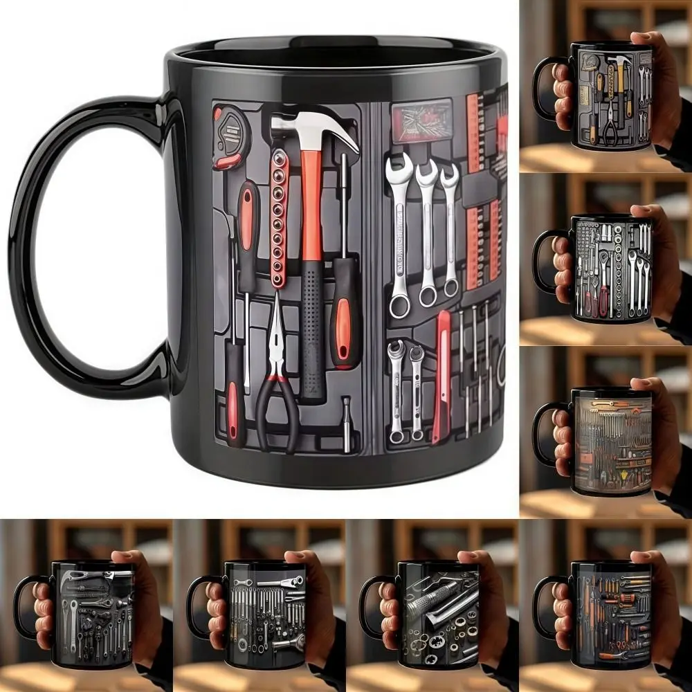 Funny 325ml Mechanic Coffee Mug Ceramic Toolbox Design Water Cup Sturdy Wrench Pattern Mechanic Mug Auto/Car Mechanic Gift