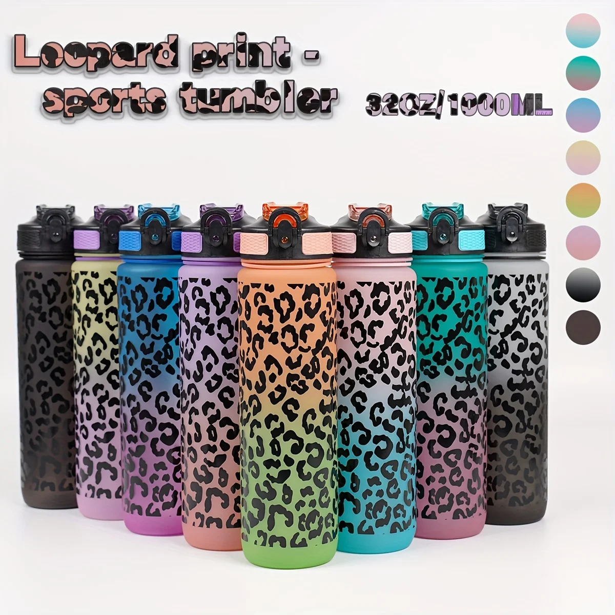 1000ml/34oz outdoor sports water bottle, with lid, durable and leak-proof, suitable for running, cycling, birthday gift, gift