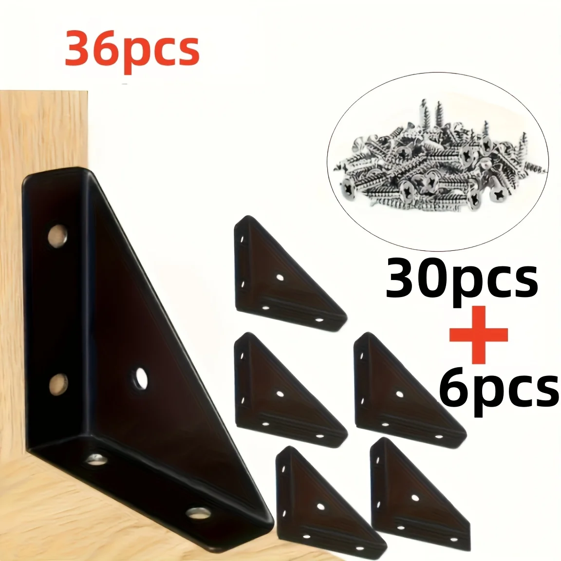 6pcs heavy-duty steel angle brackets: 90 ° right angle support, durable furniture reinforcement bracket