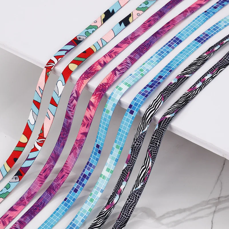 1 Pair Colorful Lattice Shoelaces Rubber Band for Casual Shoes Laces for Sneakers Graffiti College Style Shoestring Accessories