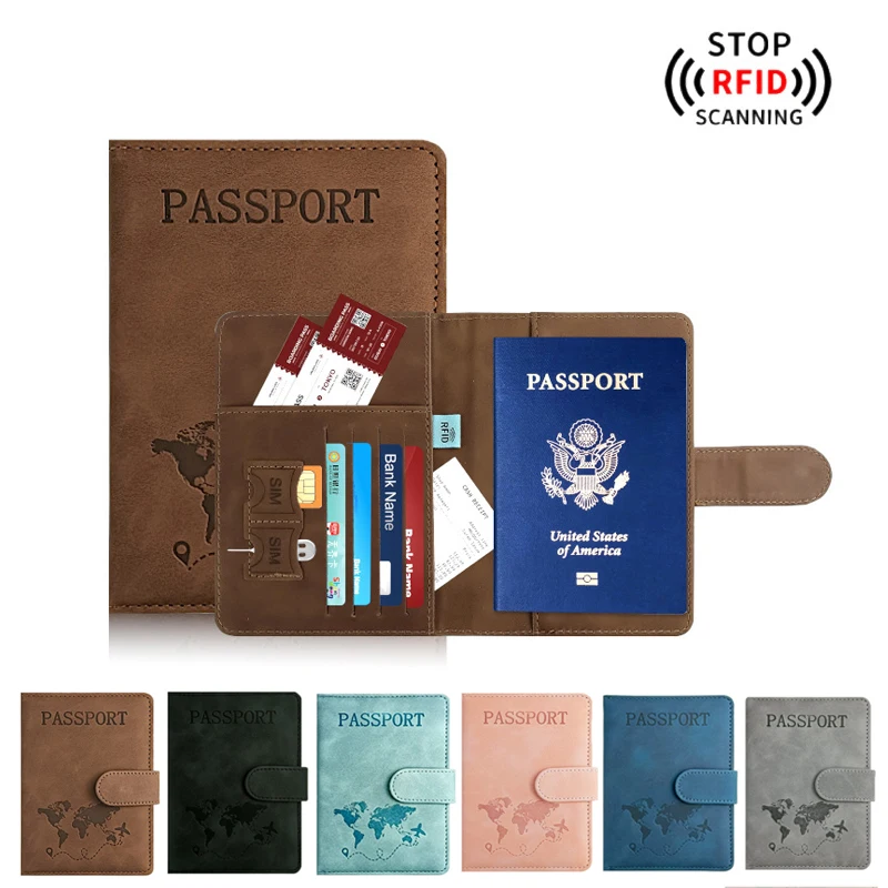 Women/Men Passport Holder for Travel Essentials PU Leather Passport Wallet Cover Case for Creditcard Organizer Bag
