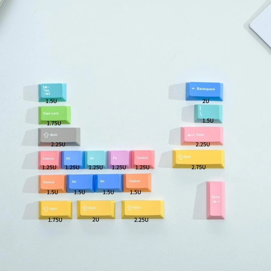 1 Set Supplement Colorful Keycaps PBT Dye Sub Key Caps 1.5U Ctrl Alt 1.75U 2U Shift Icon Keycap For MX Switches Cherry Profile