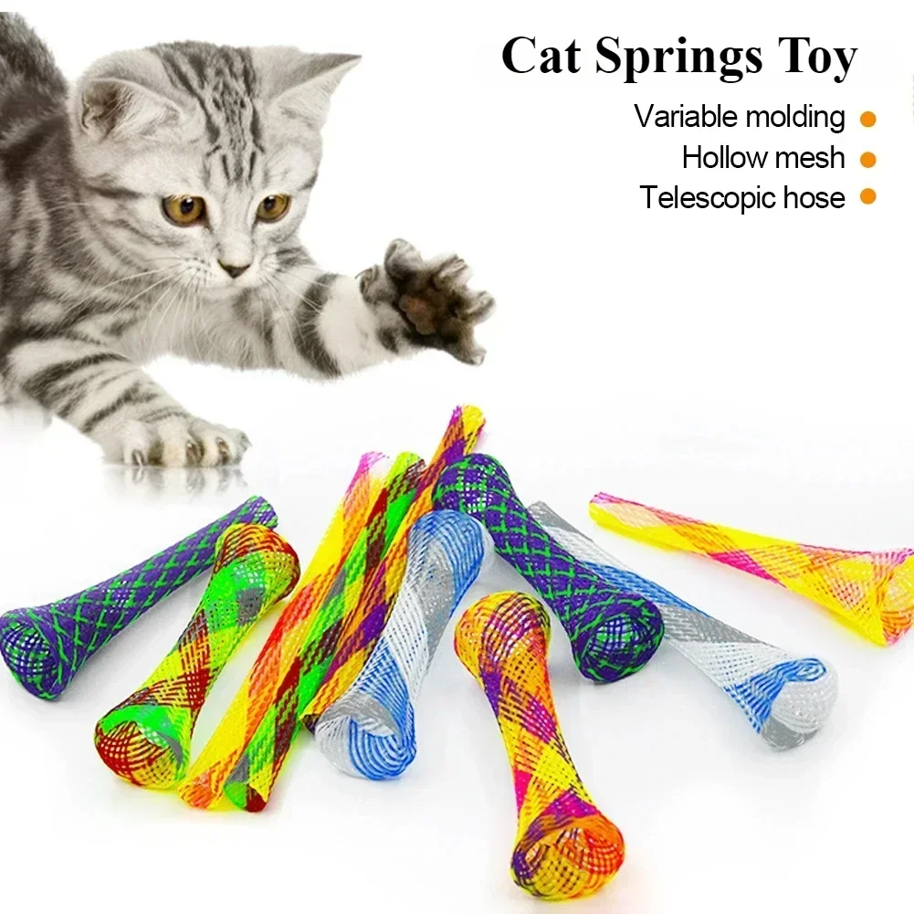 5/10pcs Cat Springs Toys Kitten Coil Spiral Pet Interactive Gauge Plastic Spring Toy Colorful Springs Cat Pet Tower Toy