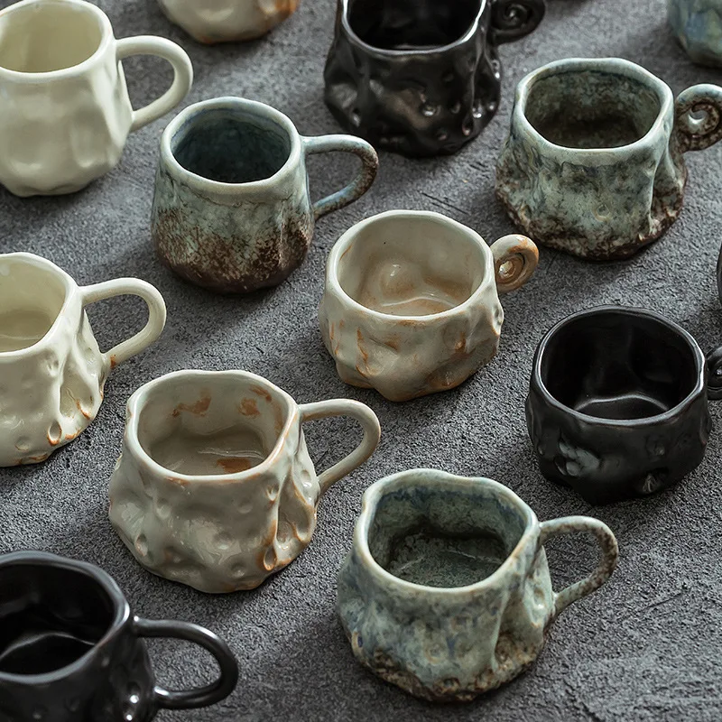 Ceramic Kiln Transformed Coffee Cup Rough Ceramic Retro Shaped Mug Home Coffee Shop Ceramic Cup Homestay Water Cup