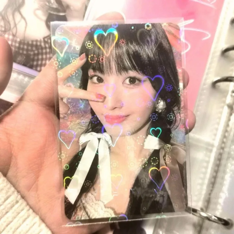 50pcs/Lot Holo Card Sleeves 65x90mm Matte Heart Laser Kpop Holders For Postcards Films Game Cards Photocard Protector
