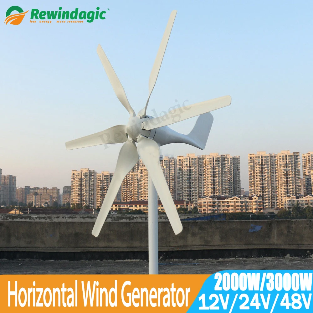 High Power New Energy Wind Generator 2000W 3000W Horizontal Turbine Motor Household Wind With MPPT Controller Free energy 2KW