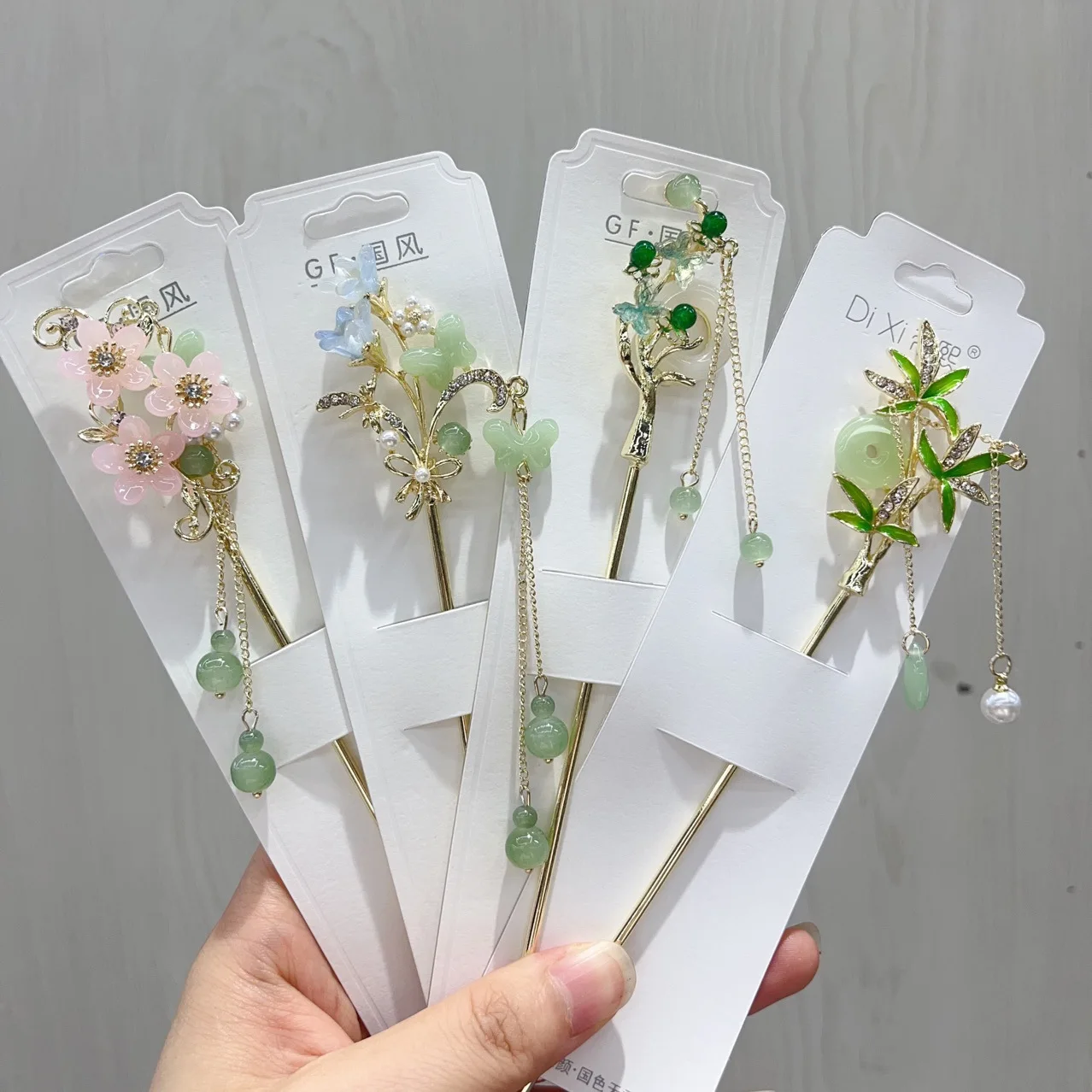 Fairy Flower Tassel Hairpin For Women Handmade Oil Dripping Floral Hair Stick Jewelry Metal Hair Accessories Girls Hair Pin 1pc