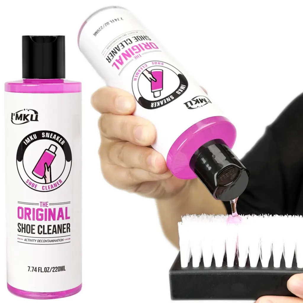 Fabric cleaner for sports shoes, shoe cleaning kit includes 7.76 ounces (approximately 220ml) of shoe cleaner, brush, fiber towe