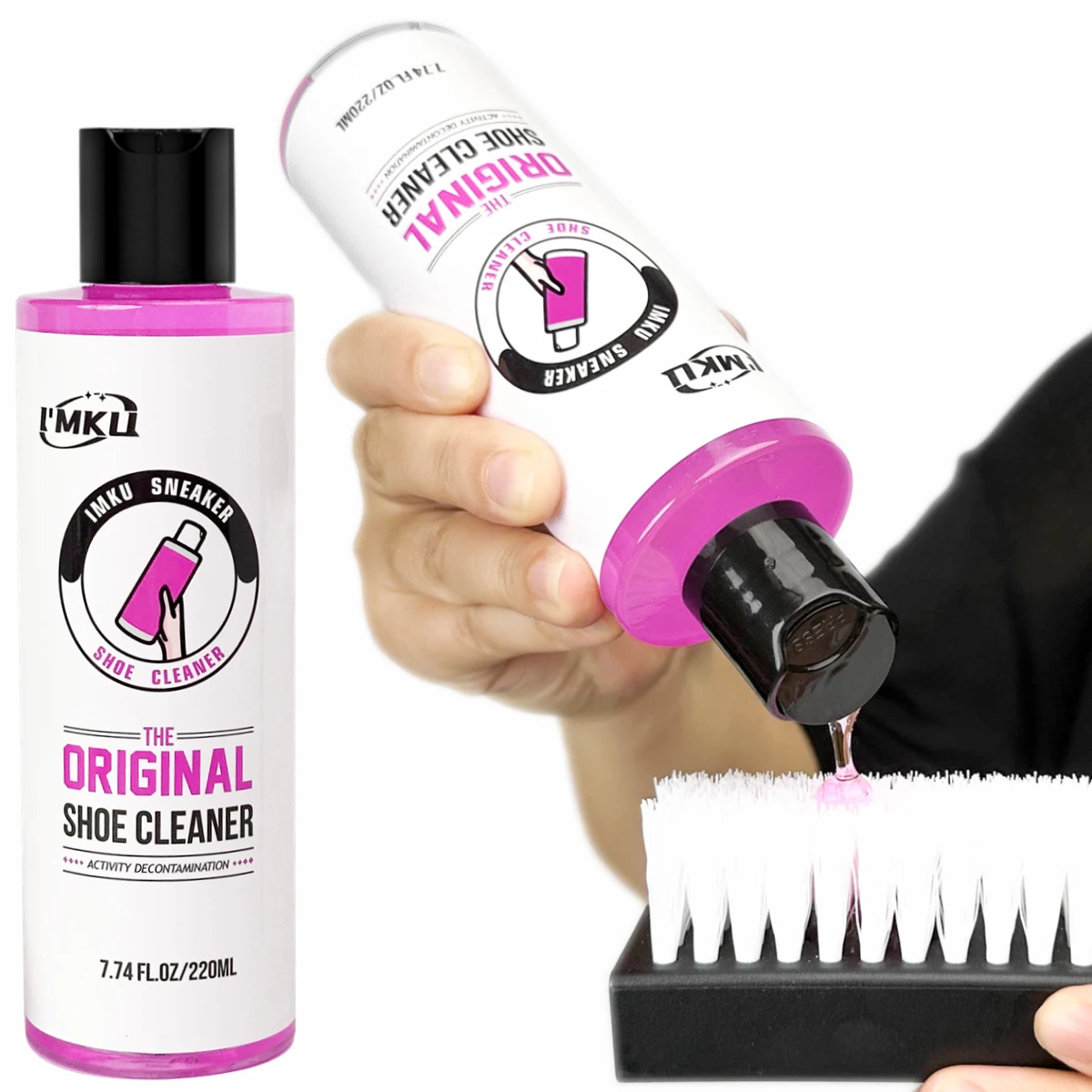 Fabric cleaner for sports shoes, shoe cleaning kit includes 7.76 ounces (approximately 220ml) of shoe cleaner, brush, fiber towe