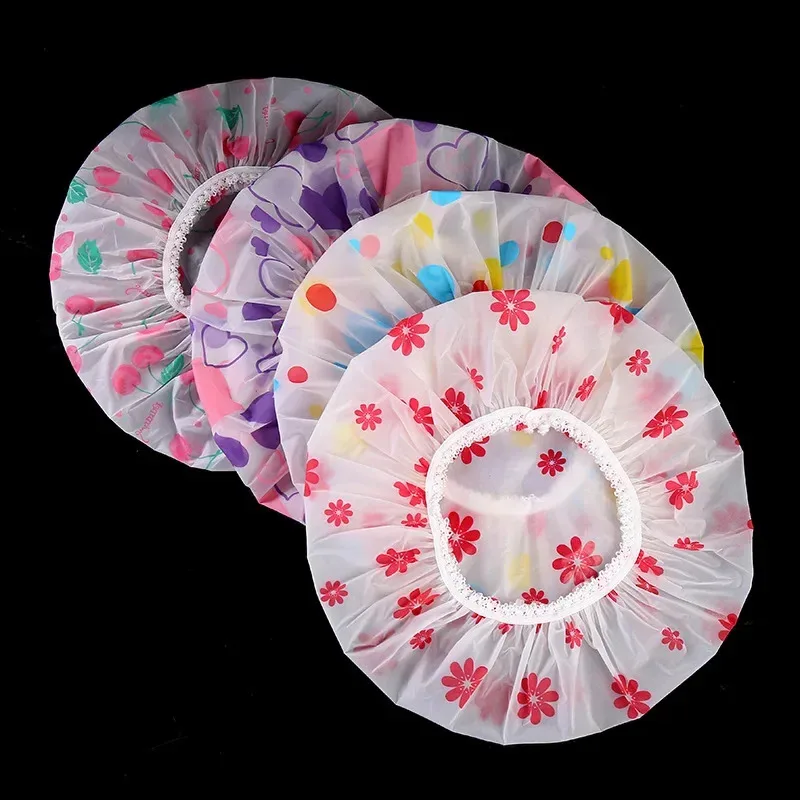 1/3/5/10pcs Waterproof Shower Cap - Thickened, Oil Fume Proof, Women's SPA & Hairdressing Salon Supplies, Bathroom Accessories