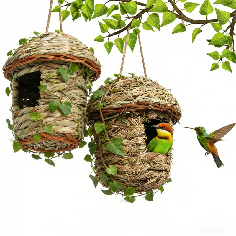 Outdoor Ecological Handmade Straw Parrot Bird Nest Creative Birdcage Ornament Supplies Garden Decoration Birdhouse Pastoral Styl