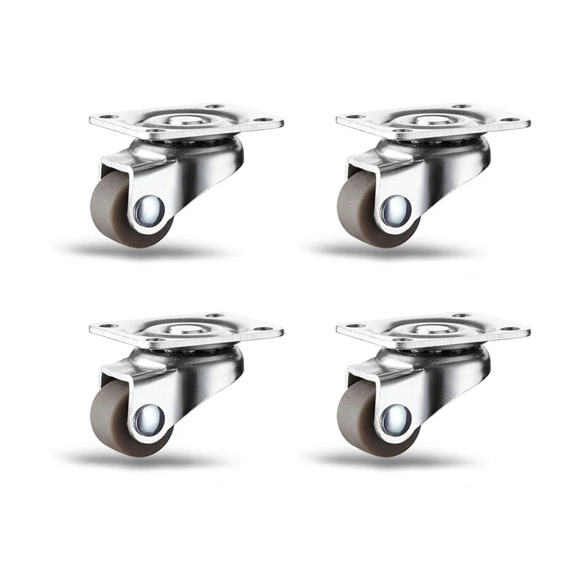 4Pcs Mini Caster 0.5 Inch Low Profile Rubber Tiny Swivel Casters, for Small Appliances, Furniture, Toy Cart Storage Boxes