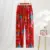 Northeast big flower cropped straight flower pants