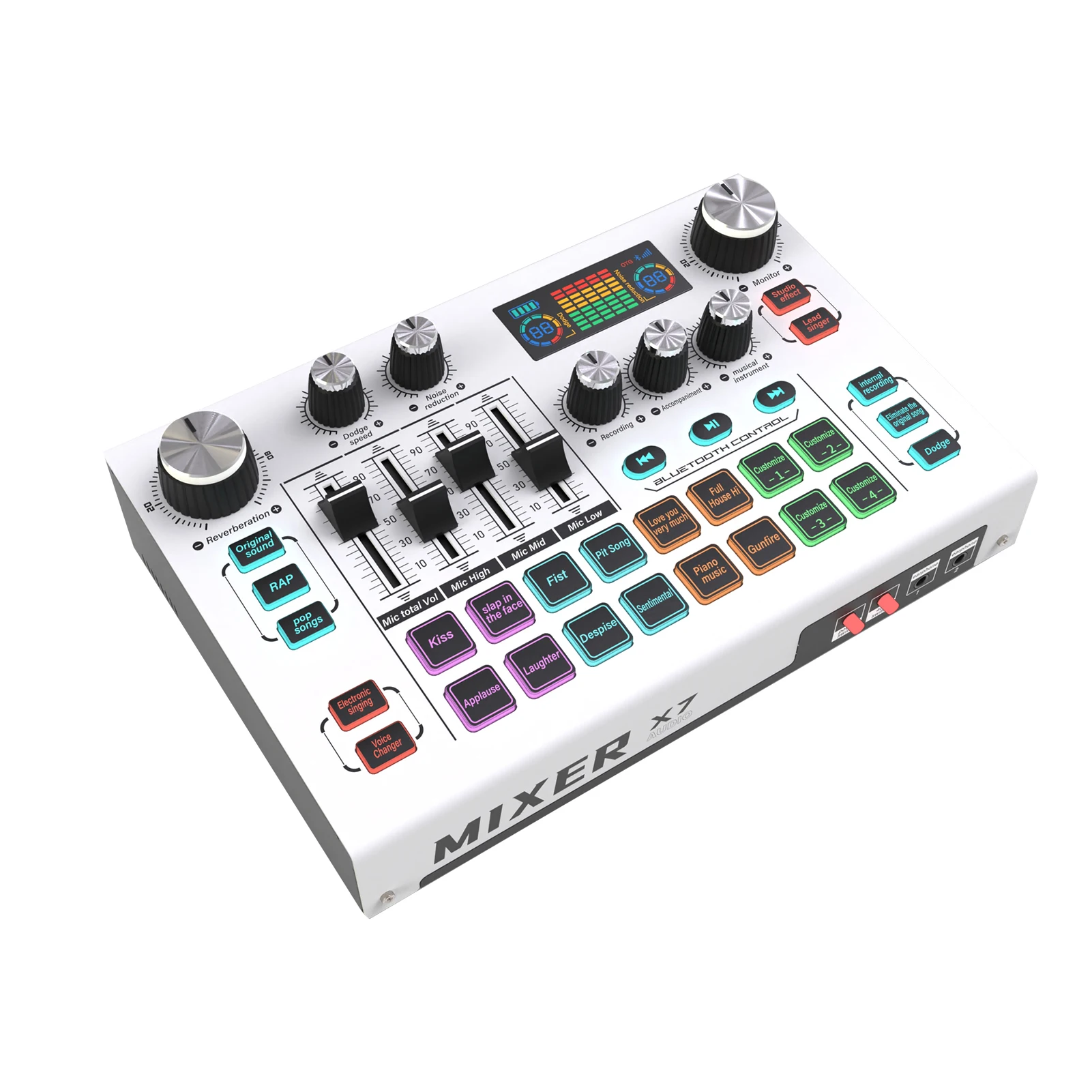 X7 External Live Sound Card, Audio Mixer Board, for Live Streaming Music Recording Karaoke Singing Gaming, 16 Dodge Speeds