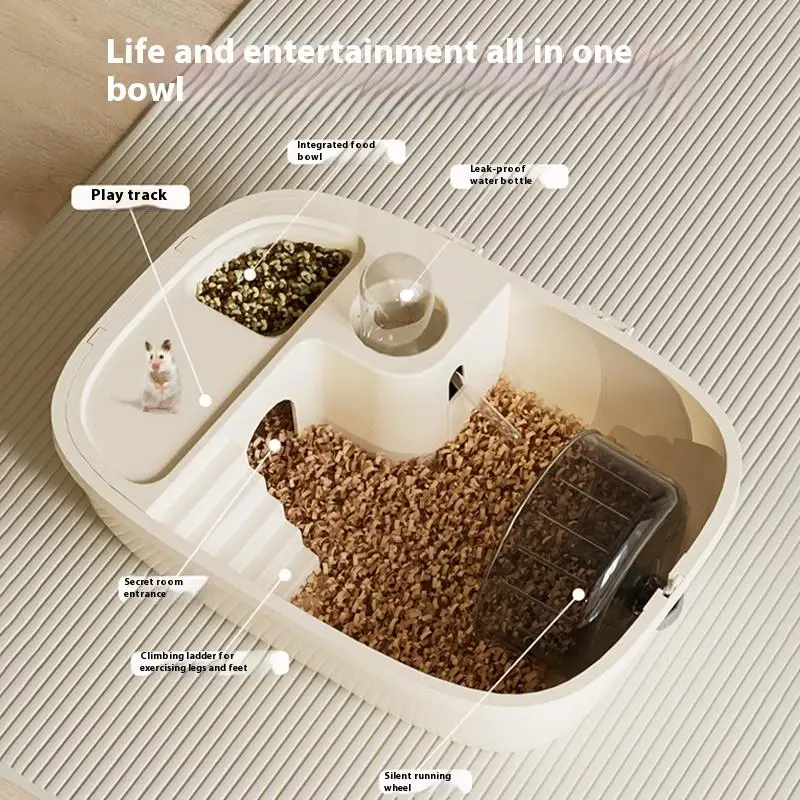 Luxury Large Capacity Hamster Golden Hamster Cage Habitat Villa Large 2-Layer Platform Cage Hiding Nest Small Pet Supplies