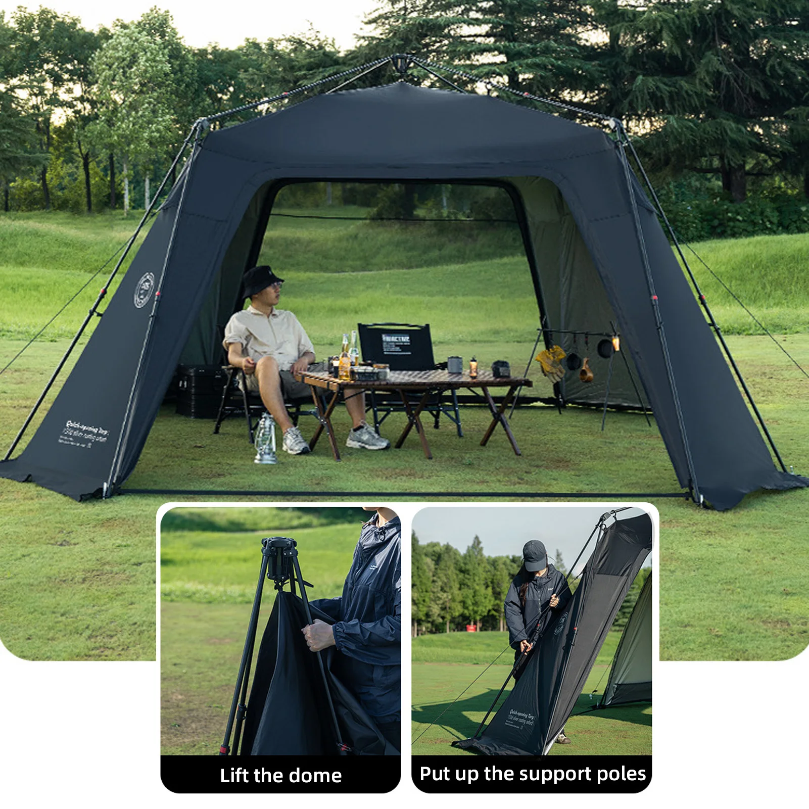 Floor Mat Oversized Camping Sunshade Dome Canopy Shelter Quick Setup Camping Sun Protection Canopy Tent