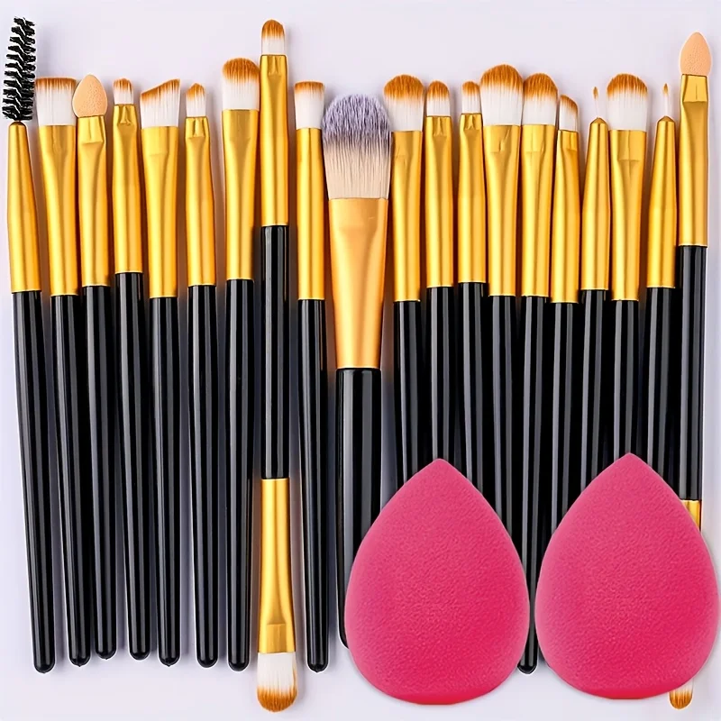 Makeup Brush Set 20 Pcs Professional Foundation Eyeshadow Concealer Blush Brushes Makeup Beginner Travel with 2 Blender Sponge