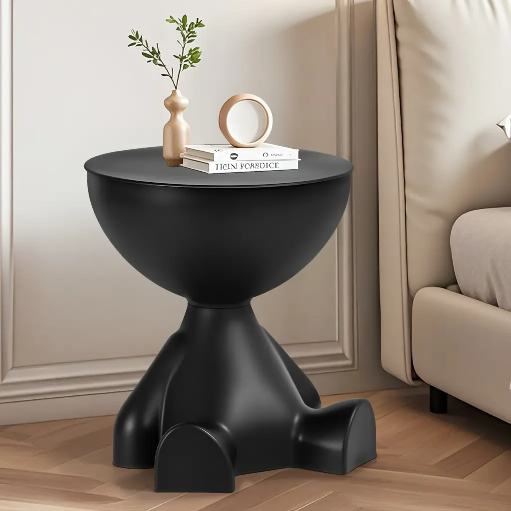 Modern bear-shaped plastic bedside table and stackable bookshelf - Space-saving multi-functional furniture, easy to assemble