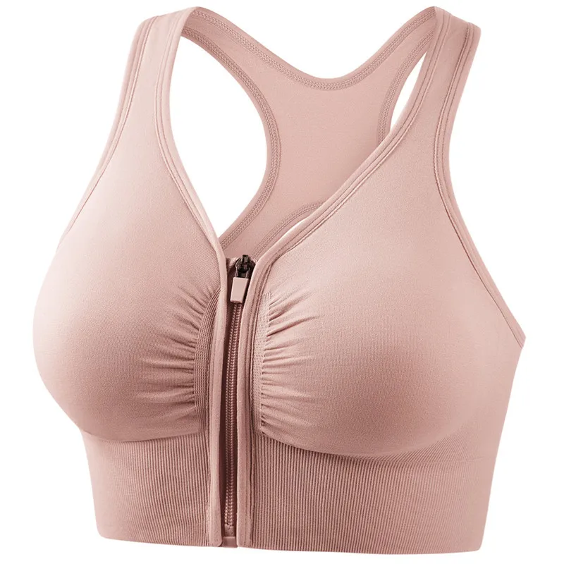 Hollow Front Zipper Push Up Bra Wireless Sports Bras For Women Shock-proof Running Vest Underwear Lingerie