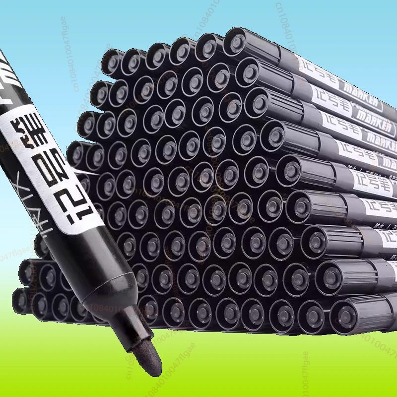 A set of 10 large-tip black ink marker pens for non-erasable marking and notation For Signature Express Logistics & School