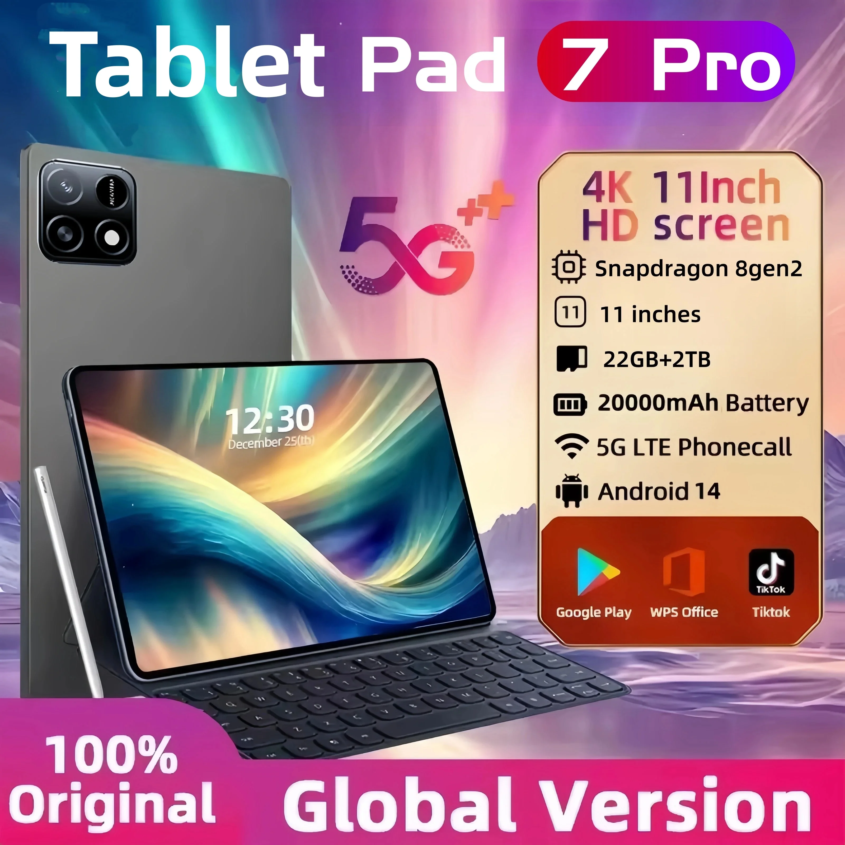 2025 New Original Global Edition Tablet Mi Pad 7S Pro Snapdragon 8gen2 Android 14 HD 4K 22GB+2TB 5G Tablet Dual SIM WIFI tablet
