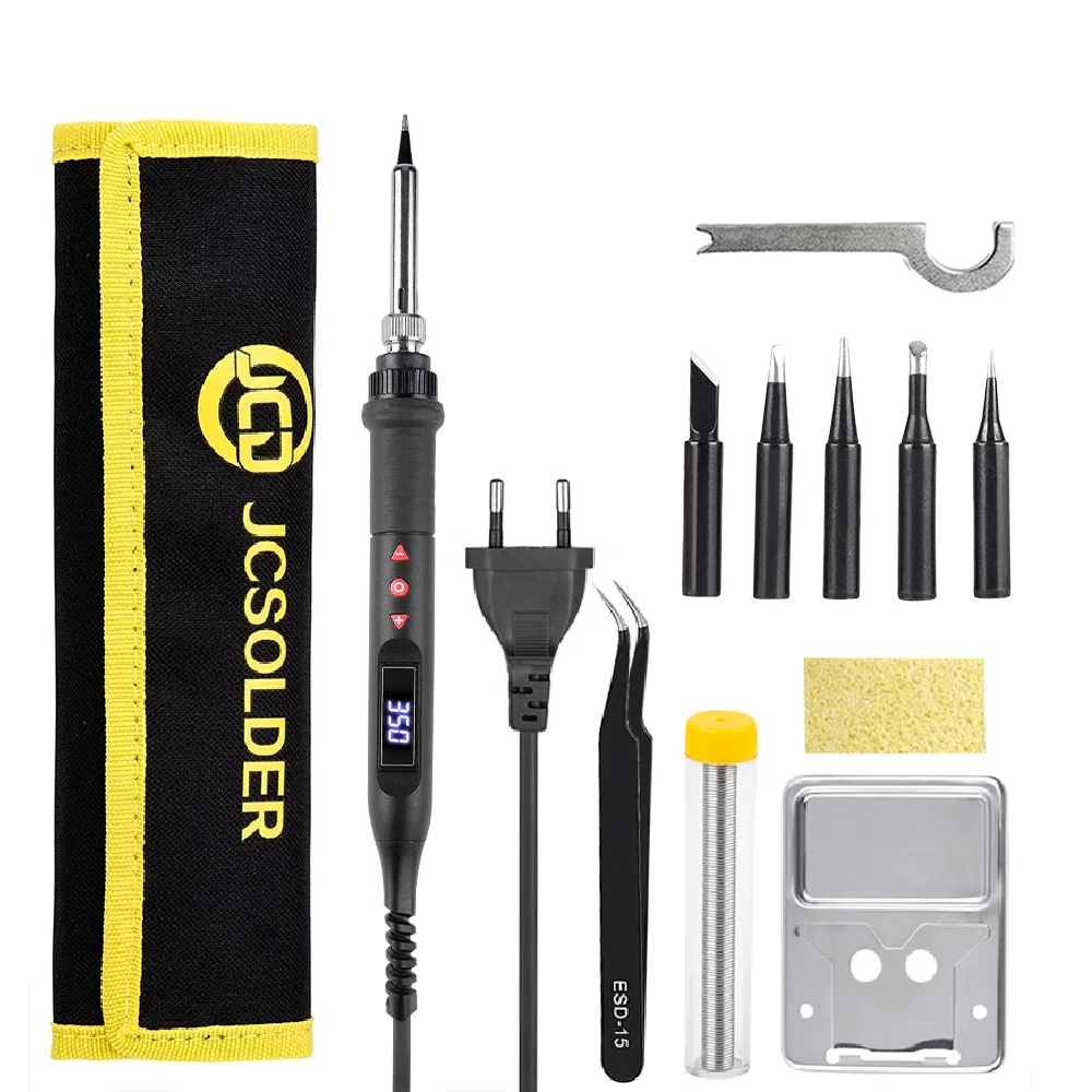 JCD 908U 80W Soldering Iron kit 110/220V With Switch Adjustable Temperature LCD Screen Digital Soldering Welding Tool Rework ﻿