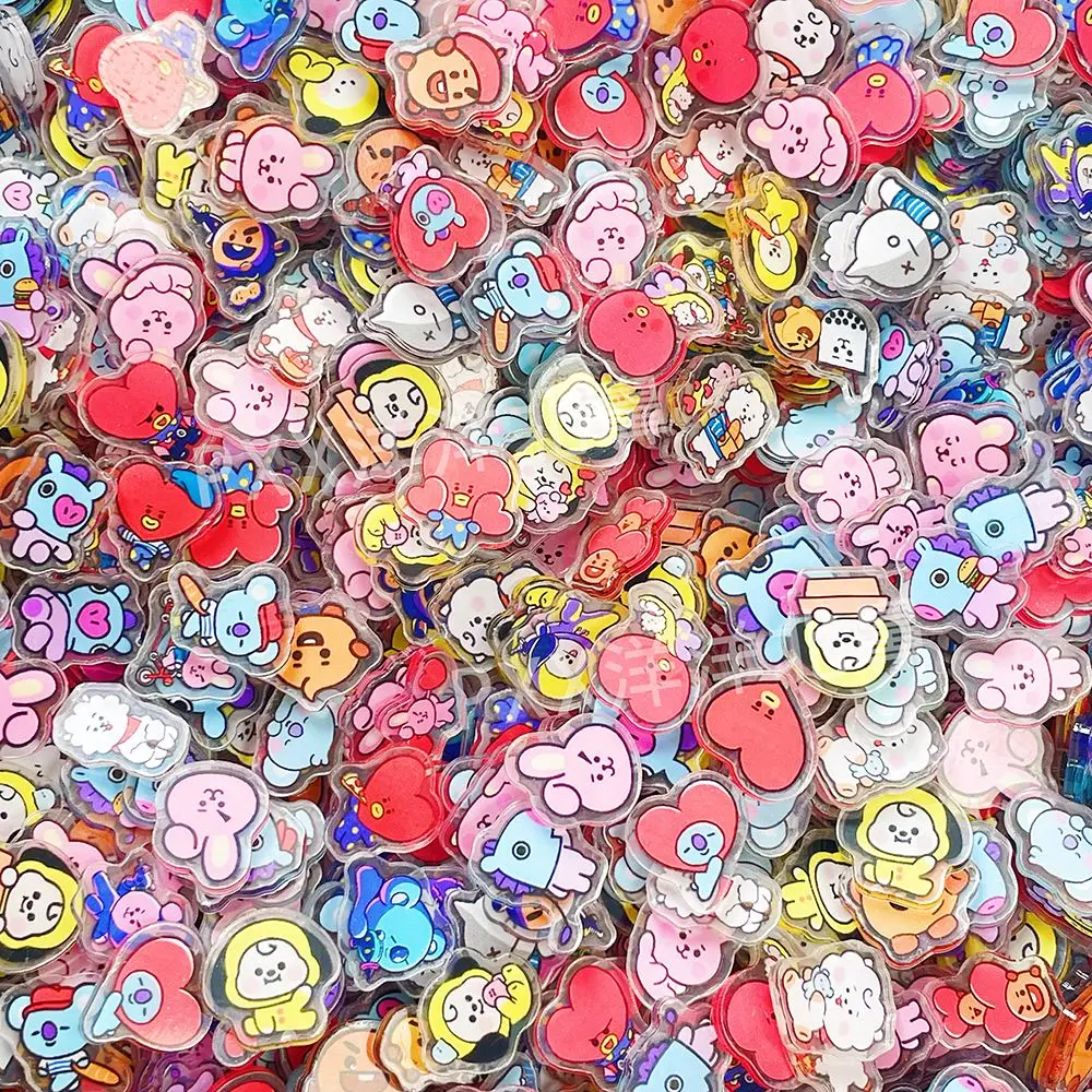 40PCS 2CM Kawaii BT21 Acrylic Sheet DIY Accessory Decoration Phone Case Material CHIMMY COOKY KOYA TATA Anime Gift Toys