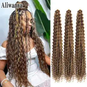 Long Deep Wave Braiding Hair 28 Inch Ocean Wave Crochet Hair Synthetic Deep Curly Crochet Hair Extensions For Black Women