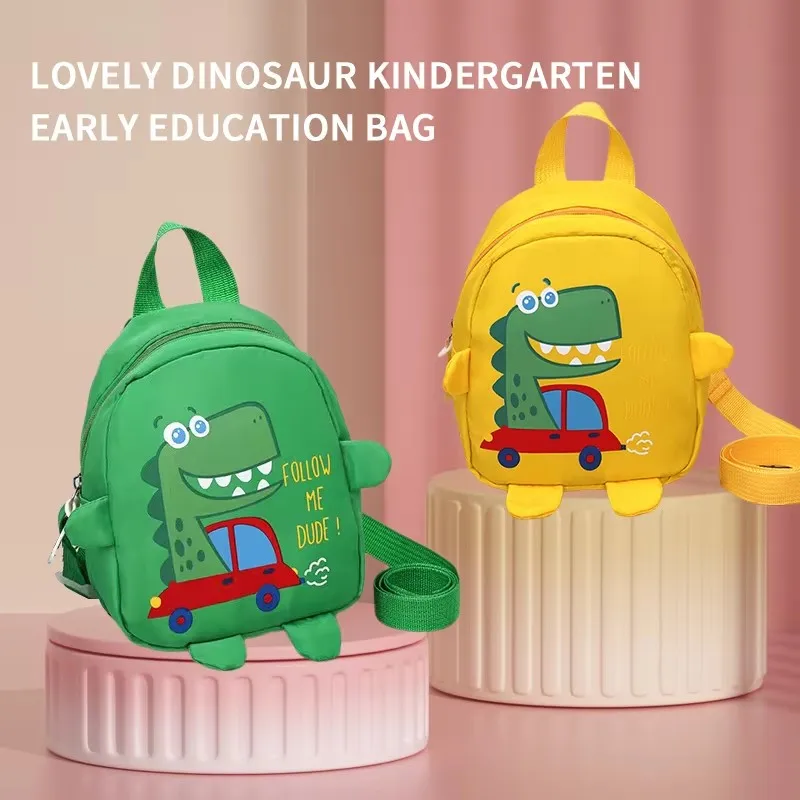 Cute cartoon dinosaur anti-lost backpack for children, lightweight and foldable, suitable for both boys and girls.