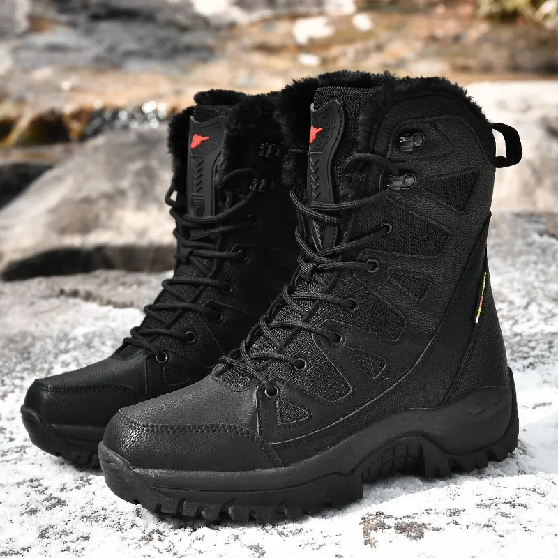 Men's Military Tactical Boots Army Boots Men Side Zipper Military Boots Men Anti-Slip Ankle Boots Work Safety Shoes Hiking Shoes