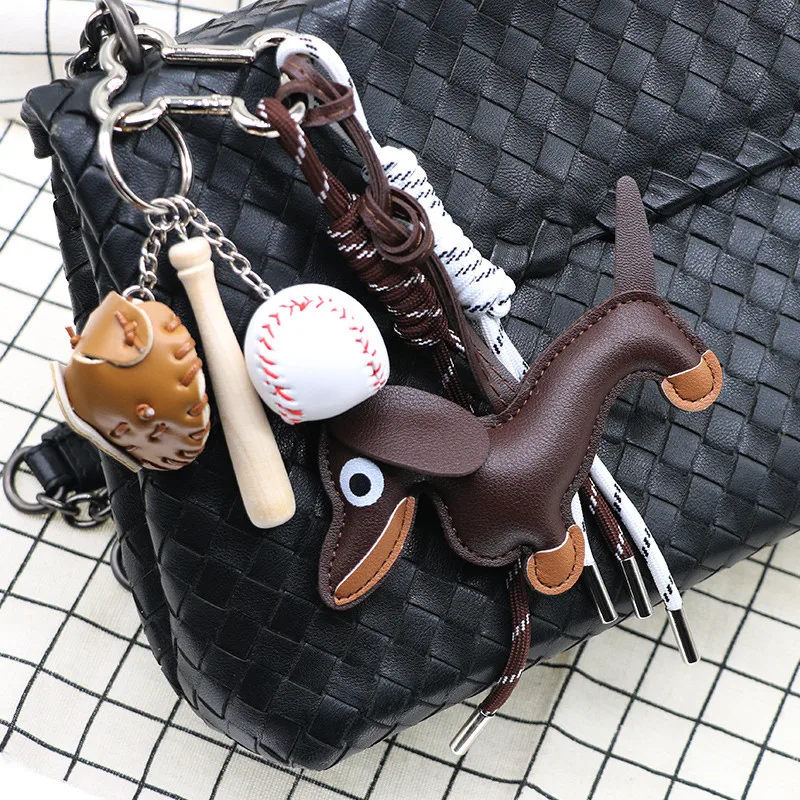 Cute dog Handmade Braided Rope Pendant Bread Keychain Style Dachshund Pendant Suitable For Bag Pendant Car Accessories Girl Gift