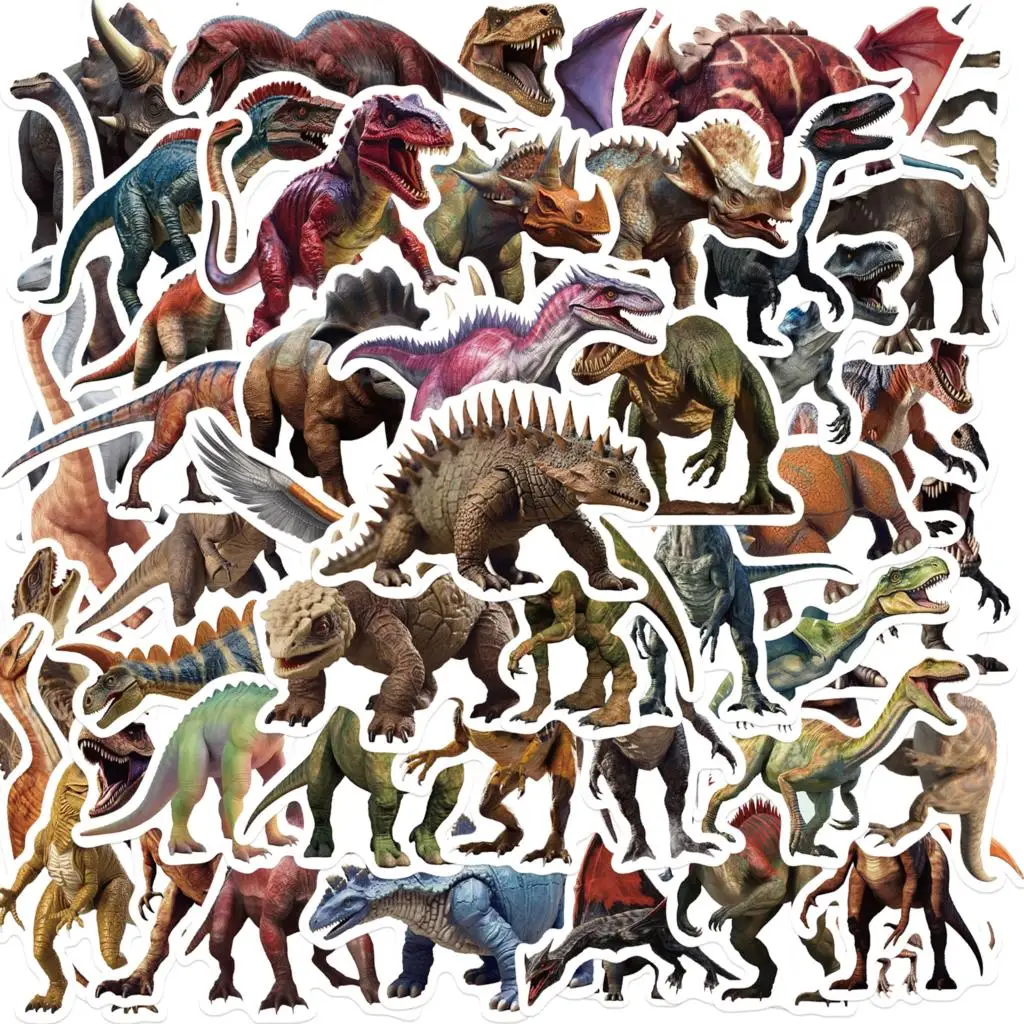 50PCS Jurassic Dinosaur Stickers Kids Toy Gift DIY Laptop Phone Suitcase Notebook Ancient Animal Sticker Graffiti Decals