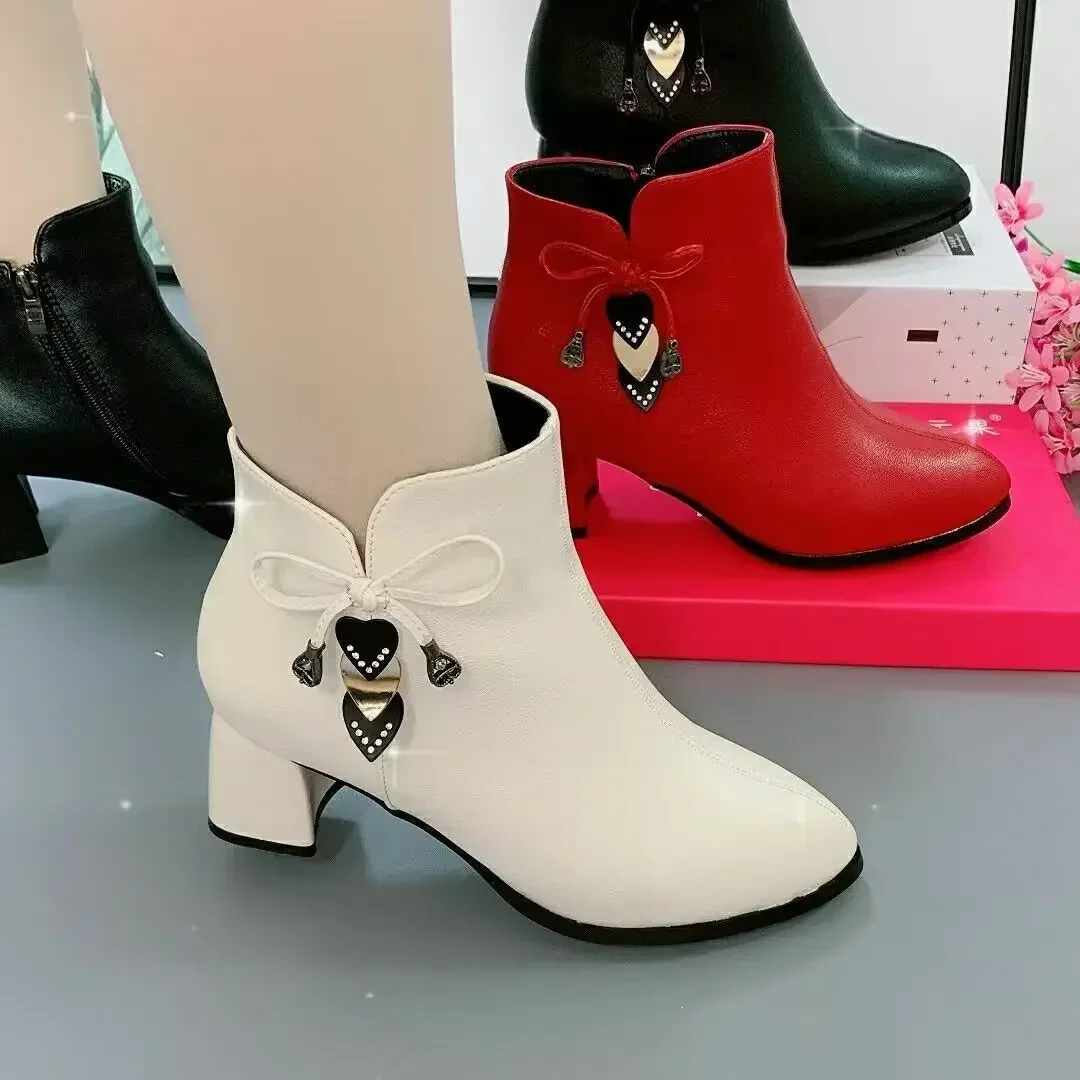 Women High-heeled Boots 2025 New Spring Comfortable Single Boots Women Zip White Waterproof Taiwan High-heeled Shoes for Women