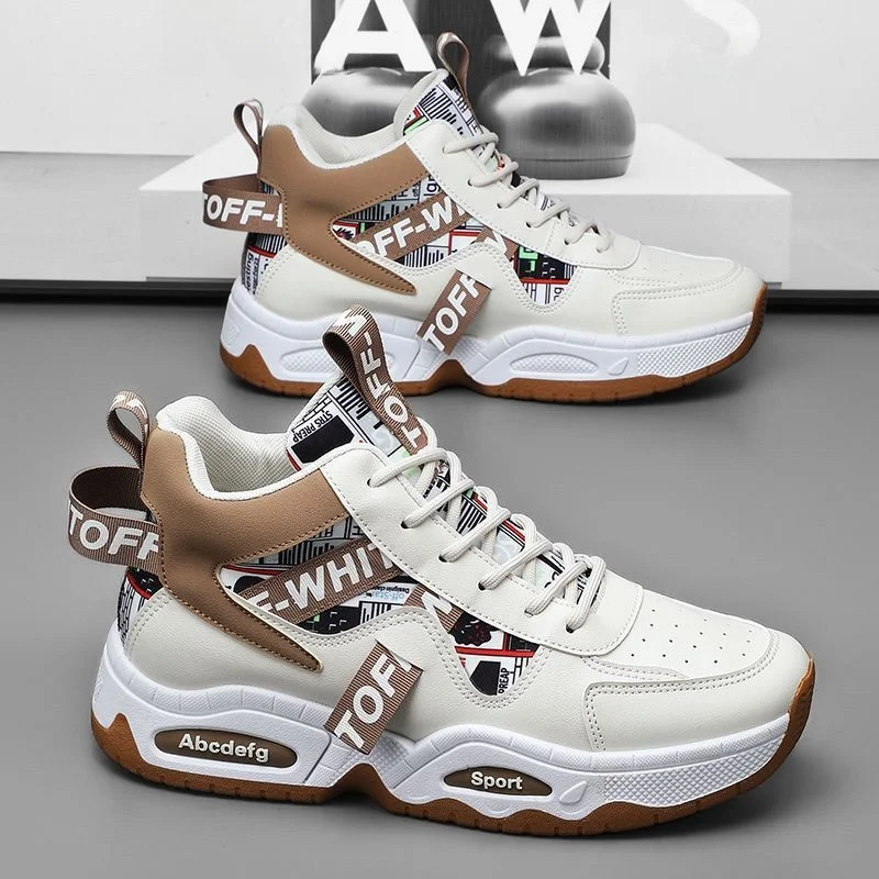 Men's Dad Shoes 2025 Autumn New Style Sporty Casual Trendy Breathable Heightening Thick Bottom Leather Patchwork Low Top