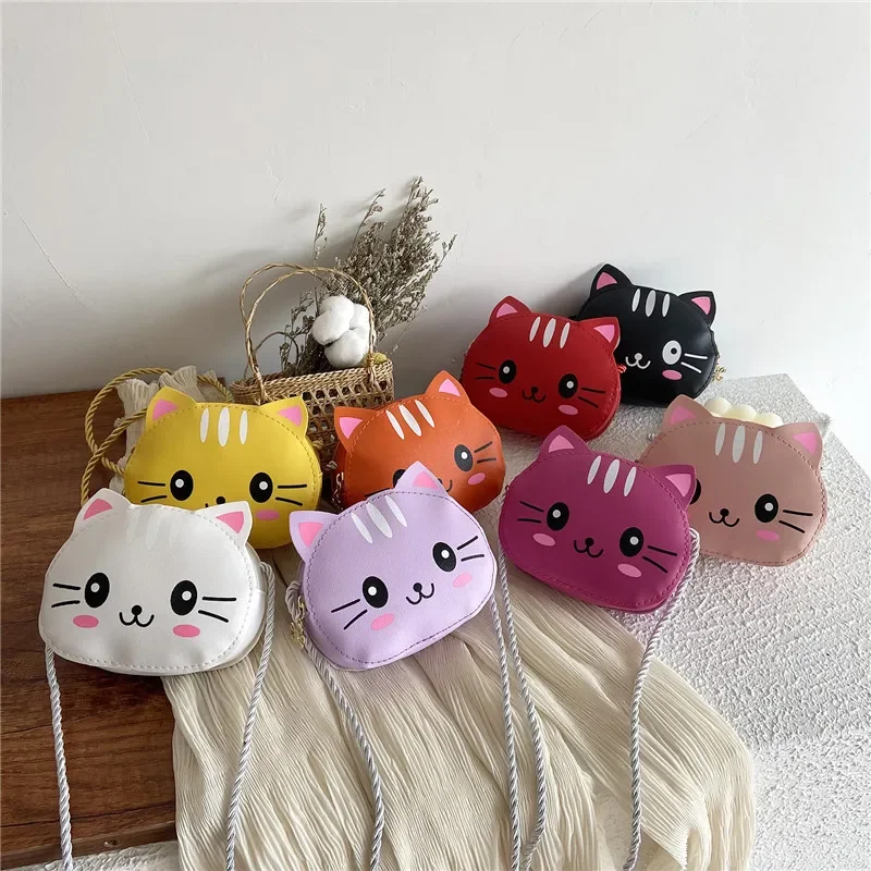Cute Cat Kids Shoulder Bags Cartoon Fashion Girl Mini Crossbody Bags Outdoor Travel Children Coin Purse Kids Photography Props