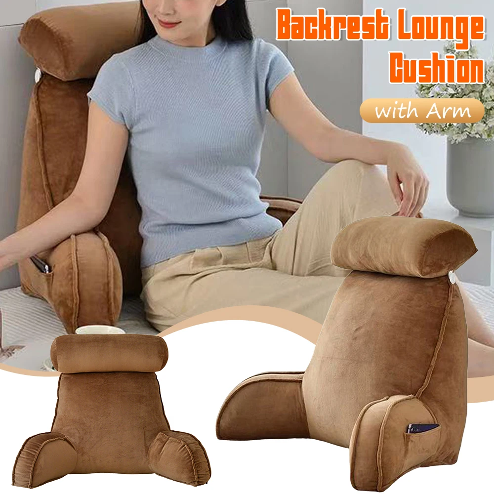 Reading Pillow in Bed Rest Chair Gaming Large Lounge Cushion Adult Backrest with Arms Comfy Back Support for Sit Sitting Up