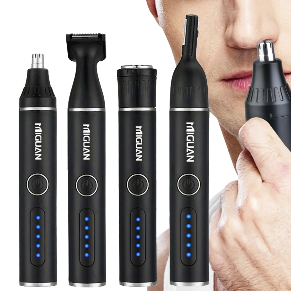 Man Body Trimmer Grooming Kit 4IN1 Multi-Functional Trimmer for Nose,Beard,Eyebrow,Private Area Hair Trimmer Personal Care Tools